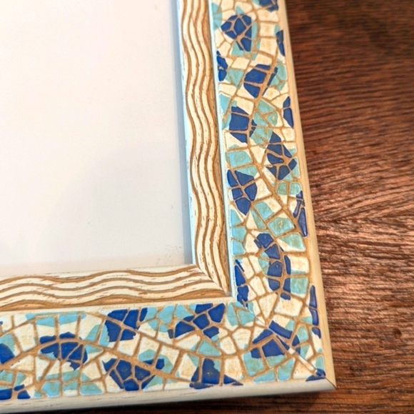 Vintage Custom Made Faux Mosaic Motif Picture/Artwork Frame w/Glass - Picture 10 of 12